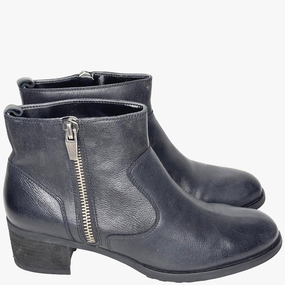 TaraM Boots Womens Size 11 Black Leather Grace 1707 Heeled Ankle Zip Booties - Picture 1 of 10